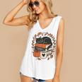 Fall Book Teacher Cat Books Halloween Autumn Librarian Women's V-Neck Tank Top