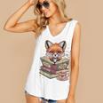 Fox Read Books Be Kind Stay Weird Reader Cute Nerd Bookworm Women's V-Neck Tank Top