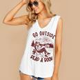 Go Outside Read a Book Vintage Bibliophiles Women's V-Neck Tank Top