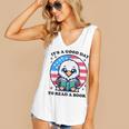 A Good Day To Read a Book Reading Eagle With American Flag Women's V-Neck Tank Top
