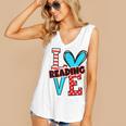 I Heart Books Love Reading Red And Stripe Animated Cat For Men Women Girls Kids Women's V-Neck Tank Top