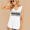 Introverted But Willing To Discuss Airplanes Aviation Women's V-Neck Tank Top Introverted But Willing To Discuss Airplanes Aviation Women's V-Neck Tank Top