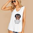 Just a Girl Who Loves Books Messy Bun Black Women Reading Women's V-Neck Tank Top Just a Girl Who Loves Books Messy Bun Black Women Reading Women's V-Neck Tank Top