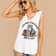 I Just Want To Read Books And Pet Cats Raglan Baseball Tee Women's V-Neck Tank Top