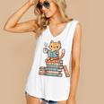 Kawaii Cat Coffee Books Teacher Men Women Girls Kids Women's V-Neck Tank Top
