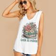 Leer ES Poder Cute Floral Spanish Teacher Book Reading Women's V-Neck Tank Top