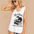 Life Is Better With Cats & Books Tuxedo Cat Mom Women Women's V-Neck Tank Top Life Is Better With Cats & Books Tuxedo Cat Mom Women Women's V-Neck Tank Top
