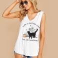 Life Is Better With Tea Cats And Books Cat Sayings Women's V-Neck Tank Top Life Is Better With Tea Cats And Books Cat Sayings Women's V-Neck Tank Top