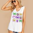 Mardi Gras Teacher Coquette Bow Pencil Apple Book Women Girl Women's V-Neck Tank Top Mardi Gras Teacher Coquette Bow Pencil Apple Book Women Girl Women's V-Neck Tank Top