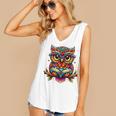 Owl With Glasses And Book Reading Women's V-Neck Tank Top