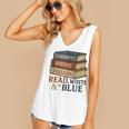 Read Blue Liberty Books July 4th Independence Women's V-Neck Tank Top