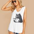 Reading Cat Cat Book Lover Women's V-Neck Tank Top