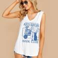 Sarcastic Anti Social Book Club Cat Skull Book Lover Women's V-Neck Tank Top