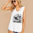 Skeleton Skull Halloween Book Reading Books Lover Teacher Women's V-Neck Tank Top