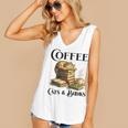 Sleeping Cat And Books With Coffee Lover Women's V-Neck Tank Top