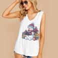 Snowman Reading Book Lovers Christmas Bookworm Librarian Women's V-Neck Tank Top