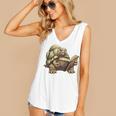Sulcata Tortoise Reading A Book Women's V-Neck Tank Top