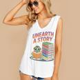 Unearth A Story Cute Turtle Reading Books Librarian Women's V-Neck Tank Top Unearth A Story Cute Turtle Reading Books Librarian Women's V-Neck Tank Top