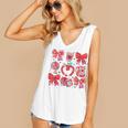 Valentine Teacher Coquette Bow Pencil Heart Book Girl Women Women's V-Neck Tank Top
