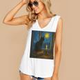 Van Gogh Starry Night Art Cat And Book Lovers Premium Tri-Blend Women's V-Neck Tank Top