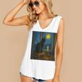 Van Gogh Starry Night Art Cat And Book Lovers Women's V-Neck Tank Top Van Gogh Starry Night Art Cat And Book Lovers Women's V-Neck Tank Top
