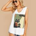 Vintage Japanese Cat Book Lovers UFO Alien Abduction Cat Dad Women's V-Neck Tank Top