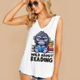 Wild About Reading Book Lover Gorilla Women's V-Neck Tank Top