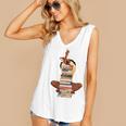 Woman And Books Stack Afro Girl Book Lover Women's V-Neck Tank Top Woman And Books Stack Afro Girl Book Lover Women's V-Neck Tank Top