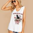 Women's Cat Books Romantic Floral Aesthetic Book Lover Cat Owner Women's V-Neck Tank Top