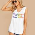 Women's Read Books Be Kind Stay Weird Book Lover Rainbow Women's V-Neck Tank Top