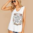 Women's She Blooms Among The Pages Women Mom Wife Floral Book Lover Women's V-Neck Tank Top