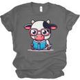 Adorable Book Lover Cow With Reading Glasses Cute Unisex Jersey T-Shirt