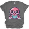 Adorable Book Lover Octopus With Reading Glasses Cute Unisex Jersey T-Shirt