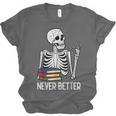 Never Better Skeleton Read Reading Book Librarian Men Women Unisex Jersey T-Shirt