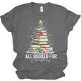 All Booked For Christmas Coquette Books Teacher Xmas Tree Unisex Jersey T-Shirt