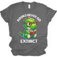 Books Never Go Extinct Reading Dinosaur Bookish Nerdy Unisex Jersey T-Shirt