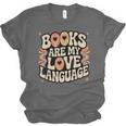 Books Are My Love Language Retro Groovy 70s Book Lover Unisex Jersey T-Shirt