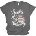 Books Are My Therapy Book Lover Coffee Books Flowers Bookish Unisex Jersey T-Shirt Books Are My Therapy Book Lover Coffee Books Flowers Bookish Unisex Jersey T-Shirt