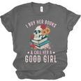 I Buy Her Books Call Her A Good Girl Book Lover Skull Unisex Jersey T-Shirt
