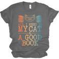 Cat & Book Art For Men Women Cat Librarian Novel Book Lover Unisex Jersey T-Shirt