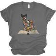Cat Book Flowers Unisex Jersey T-Shirt Cat Book Flowers Unisex Jersey T-Shirt