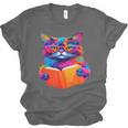 Cat Book Shirt Colorful Cat Reading Book Unisex Jersey T-Shirt Cat Book Shirt Colorful Cat Reading Book Unisex Jersey T-Shirt