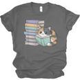 Cat On Books Pets Cats Reading Book Nerd Read Reader Bookcat Unisex Jersey T-Shirt