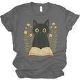 Cat Reading Book Flowers Unisex Jersey T-Shirt Cat Reading Book Flowers Unisex Jersey T-Shirt