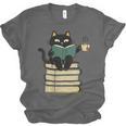 Cat Reading Book Unisex Jersey T-Shirt