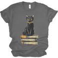 Cat Sitting On Books Unisex Jersey T-Shirt