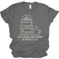 Cats Books And Coffee My Perfect Day Unisex Jersey T-Shirt Cats Books And Coffee My Perfect Day Unisex Jersey T-Shirt