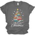 Christmas Book Tree Shirt Book Lover Librarian All Booked For Christmas Women's Christmas Book Lover Librarian Unisex Jersey T-Shirt