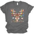 Christmas Librarian Reindeer Matching Family Book Lover Xmas Unisex Jersey T-Shirt