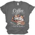 Coffee Cats And Books Cozy Calico Reader Love Cute Cat Unisex Jersey T-Shirt Coffee Cats And Books Cozy Calico Reader Love Cute Cat Unisex Jersey T-Shirt